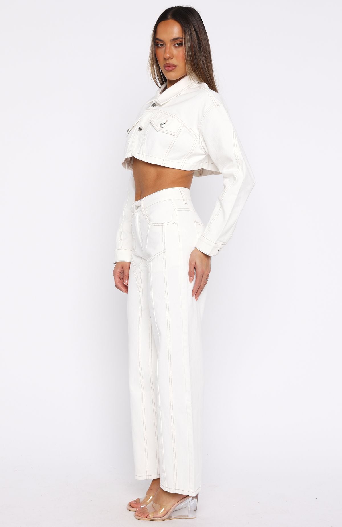 Did You Miss Me Mid Rise Straight Leg Jeans Off White