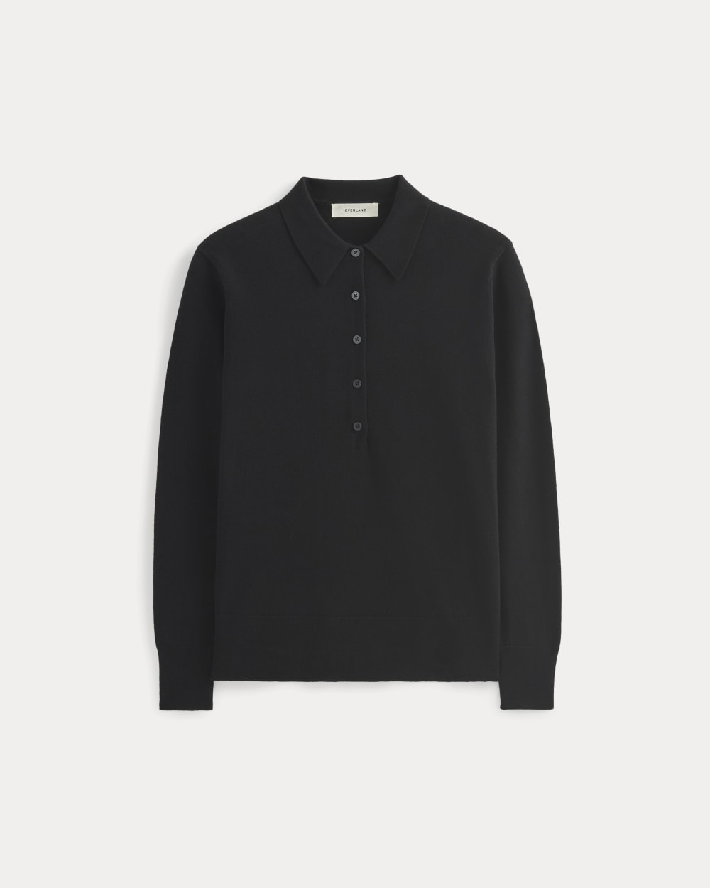 Oversized Polo Sweater in Cotton Merino | Black