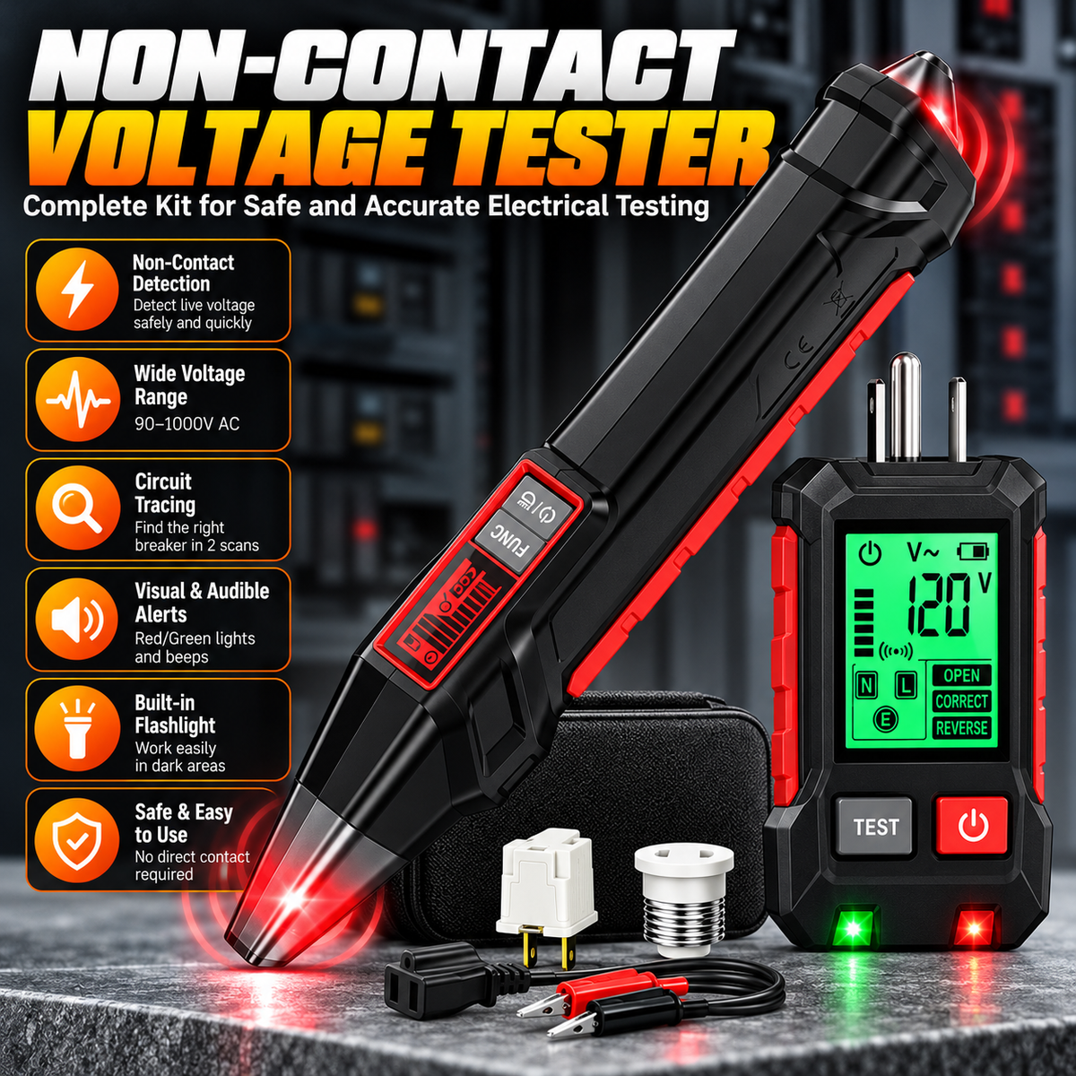 Circuit Breaker Finder Kit with LCD Display & Voltage Tester