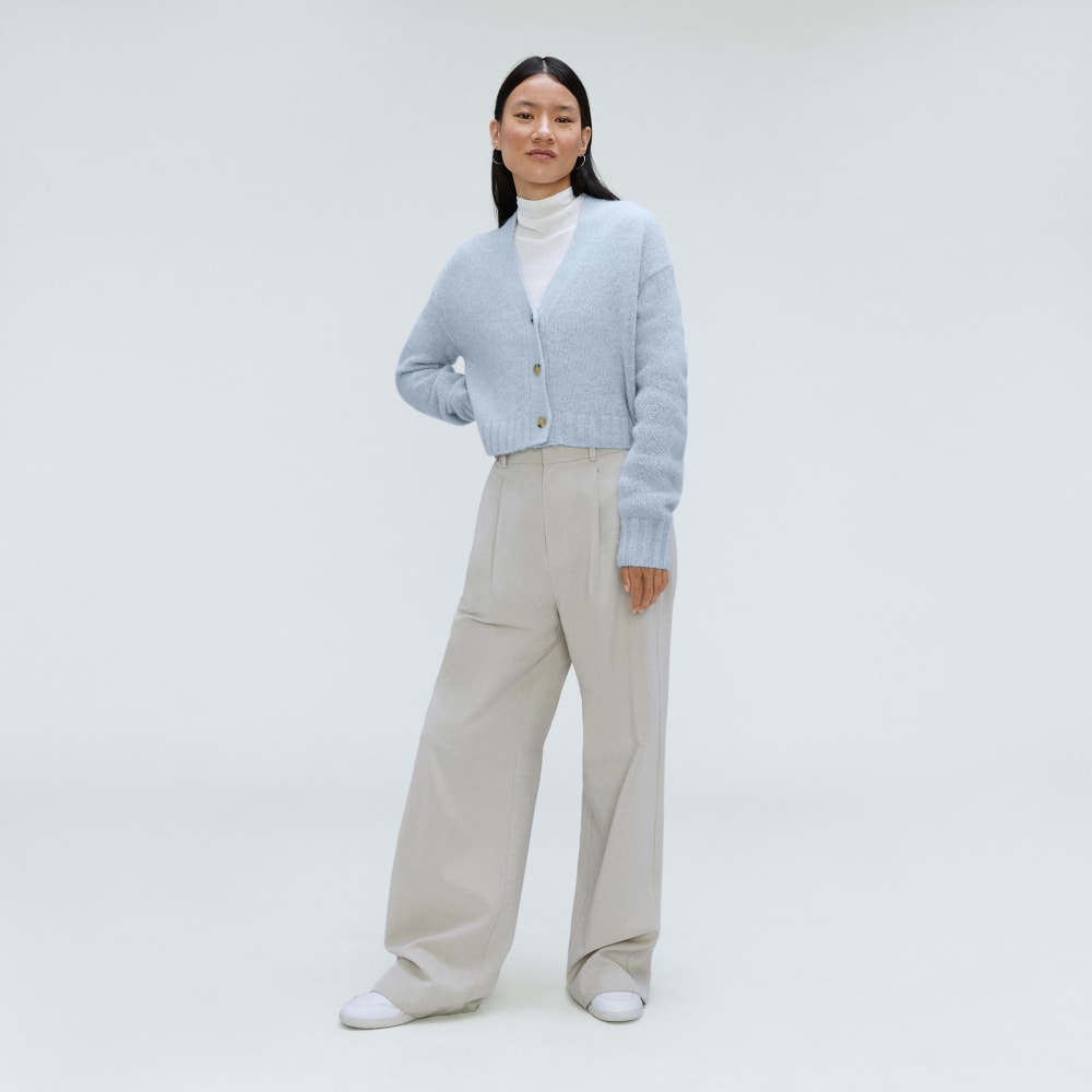 The Alpaca V-Neck Cropped Cardigan | Mist