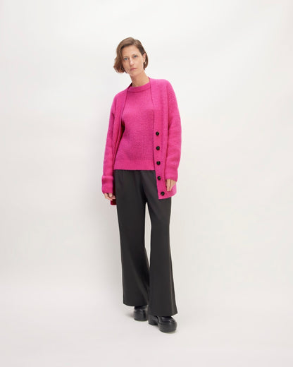 The Alpaca Oversized Cardigan | Fuchsia Pink