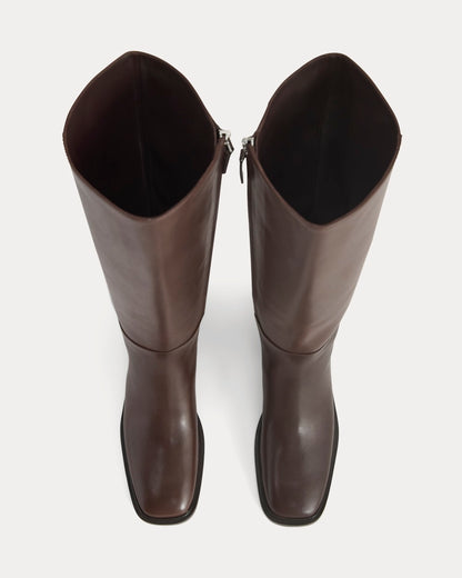 Leather Knee-High City Boot | Deep Brown
