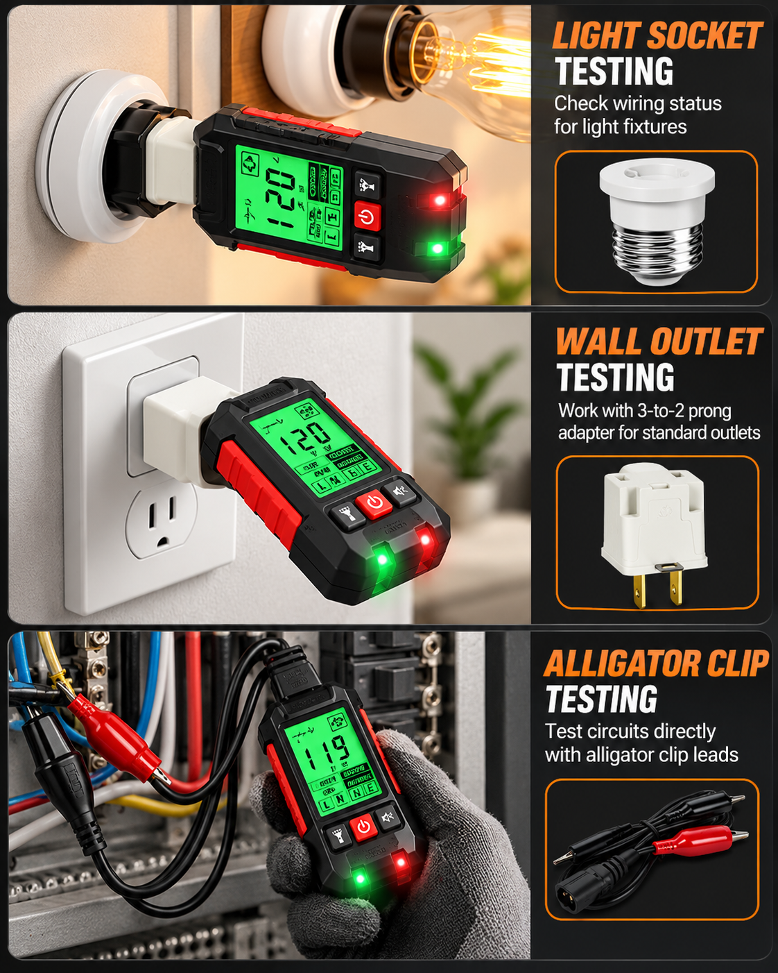 Circuit Breaker Finder Kit with LCD Display & Voltage Tester
