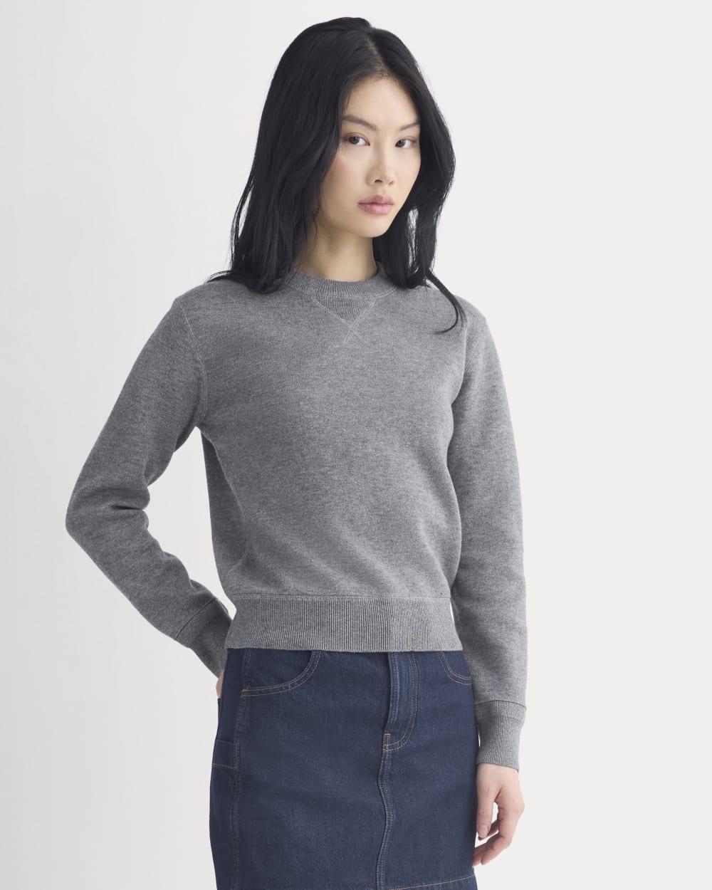 Double Knit Crew in Cotton Merino | Mid Grey/Graphite