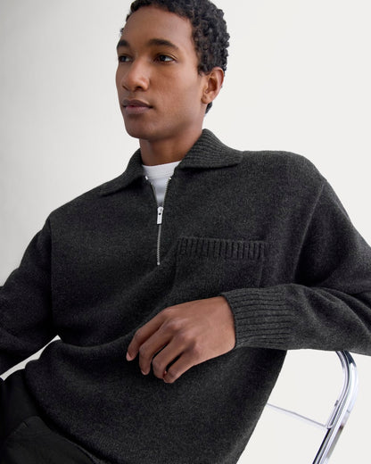Luxe Merino Quarter-Zip Pullover | Heathered Black