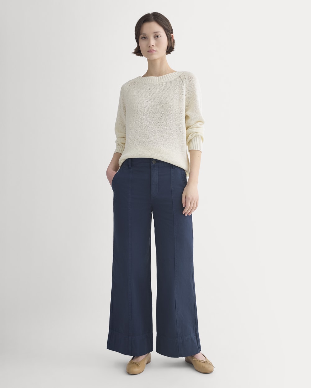 Seamed Wide-Leg Pant | Navy