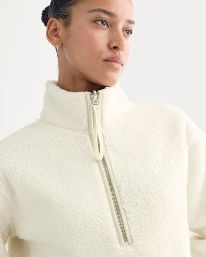 Reversible Teddy Half-Zip Pullover | Bone/Birch