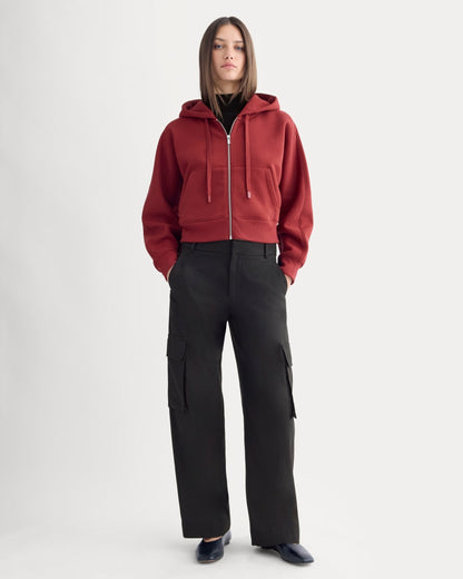 Luxe Fleece Full-Zip Cropped Hoodie | Merlot