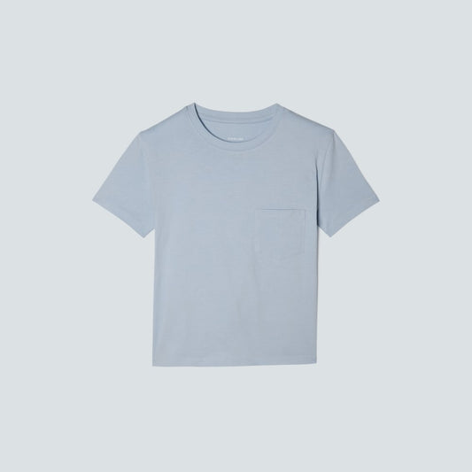 The Box-Cut Tee in Essential Cotton | Mist | Pocket