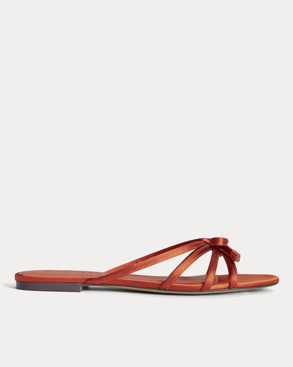 The Bow Sandal | Deep Amber Satin