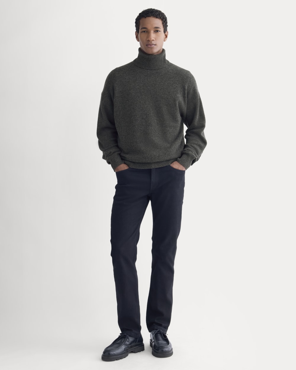 Luxe Merino Relaxed Turtleneck | Heathered Black
