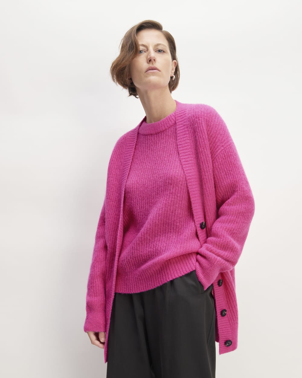 The Alpaca Oversized Cardigan | Fuchsia Pink
