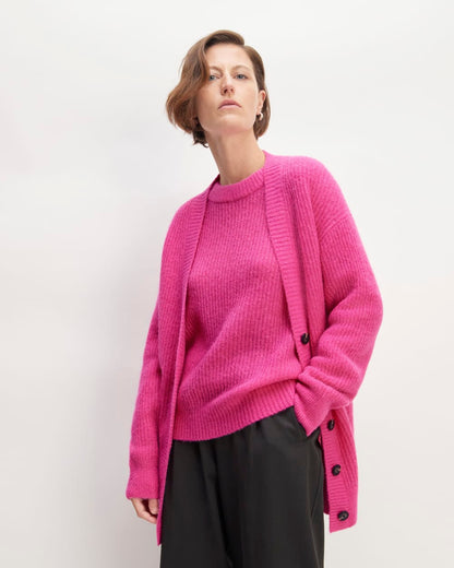 The Alpaca Oversized Cardigan | Fuchsia Pink