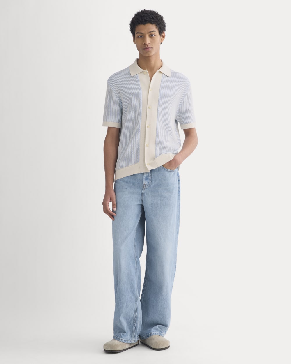 Button-Down Resort Polo | Light Heathered Oat/Open Air