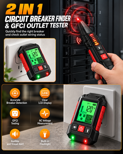 Circuit Breaker Finder Kit with LCD Display & Voltage Tester