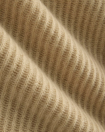 Fisherman Cardigan in Wool Cashmere | Heather Light Camel