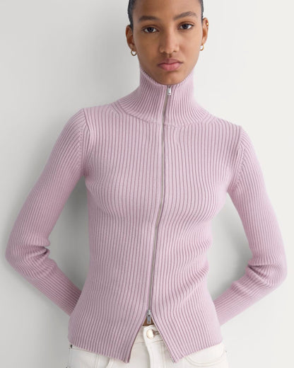 Full-Zip Ribbed Jacket in Everyday Cotton | Burnished Lilac