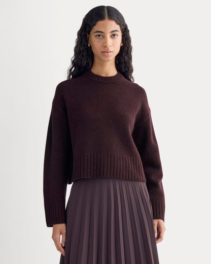 Cropped Boxy Crew in Luxe Merino | Heathered Winetasting