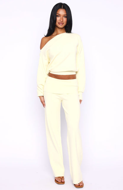 Can't Find The Words Knit Pants Lemon