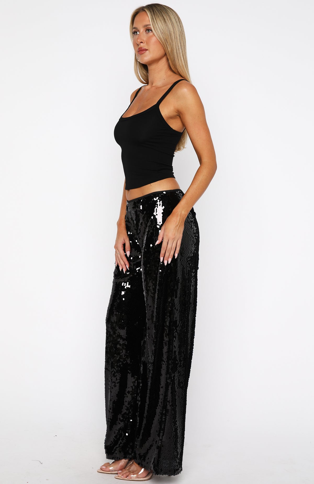 Caught Up In It Sequin Pants Black